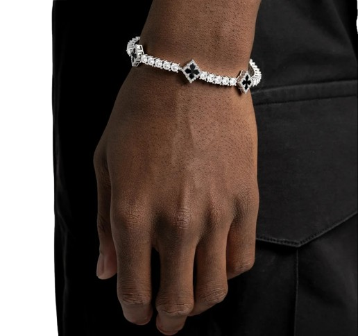 Obsidian Cross Tennis Bracelet