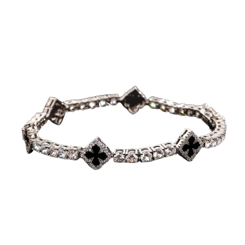 Obsidian Cross Tennis Bracelet