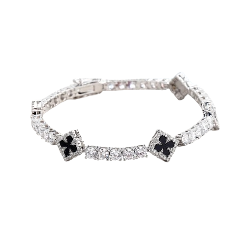 Obsidian Cross Tennis Bracelet