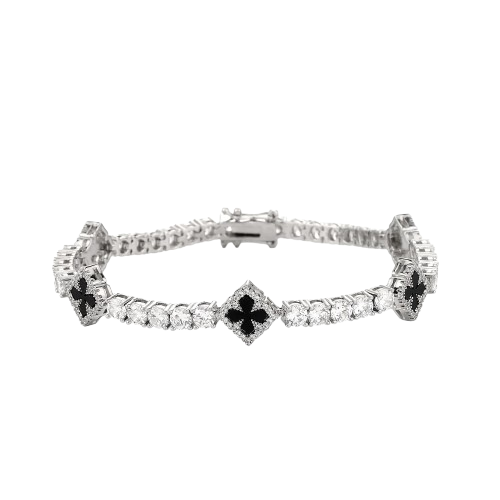 Obsidian Cross Tennis Bracelet